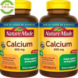 Nature Made Calcium 600 mg with Vitamin D3 – Bone Support Supplement (Pack of 2)